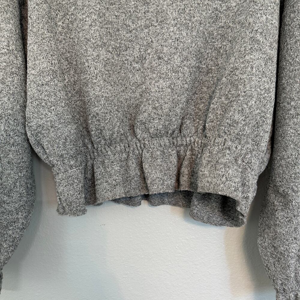 Zara Trafaluc Gray Crop Pullover Long Sleeve Crew Neck Stretch Waist Womens M - Picture 2 of 5